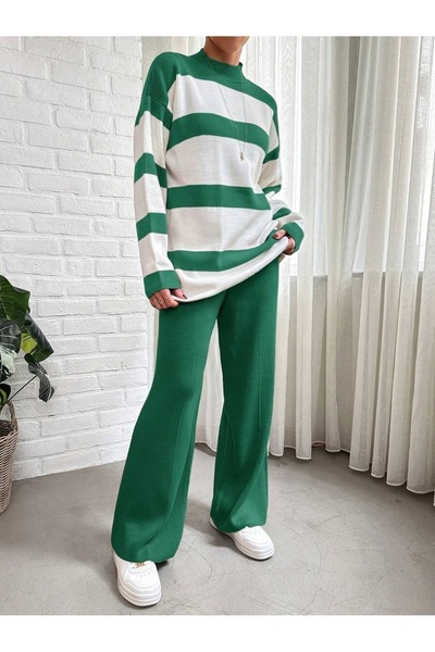Iuliashop Carlota Green Striped Knitted Set with Pants