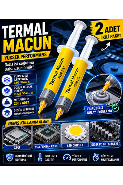 nelerbulurum 2'li Paket Gri Termal Macun 25G x 2 Adet | CPU, VGA, LED Chipset...