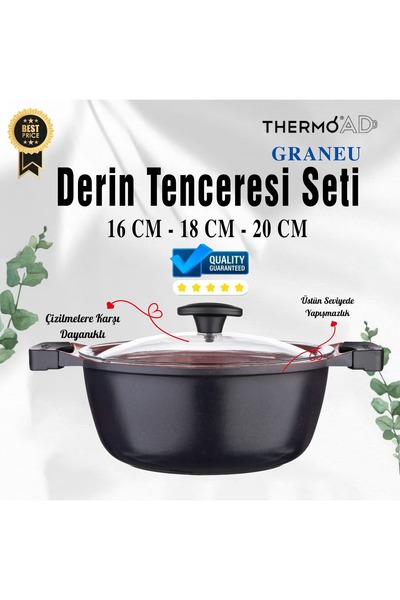 ThermoAD I Tencere Seti I Graneu Serisi l 6 Parça Mini Set l Red Diamond