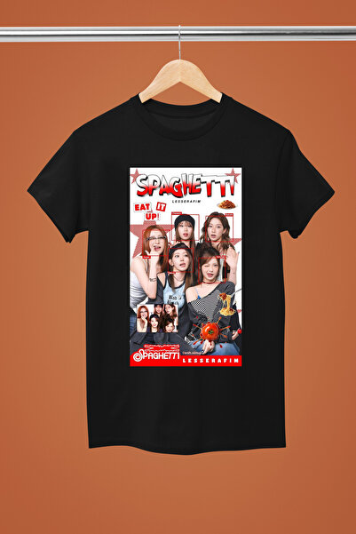 MAGORS LE SSERAFIM K-POP BAND SPAGHETTI ALBUM ŠTAMPANA PAMUČNA MAJICA SA KRAT...