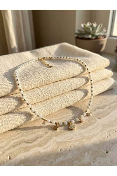 Meneva Aksesuar Anjelit Natural Stone and Steel Luck Necklace