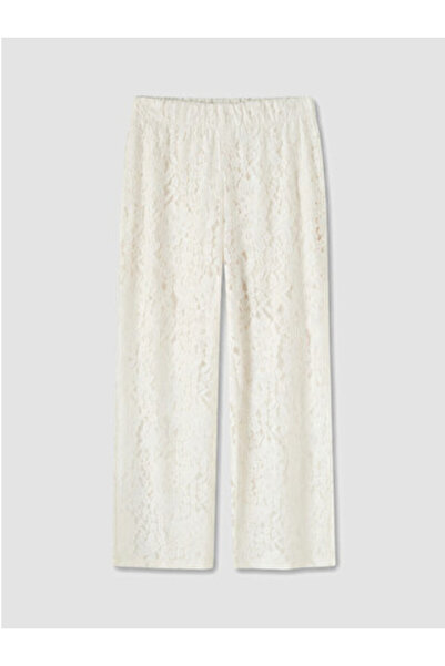 LC Waikiki New Season Beige Women's Lace Trousers with Elastic Waist