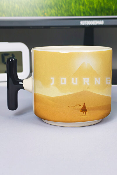 ZipZap كوب سيراميك فاخر مطبوع عليه Journey (قطعة واحدة) بمقبض أسود خاص على شك...