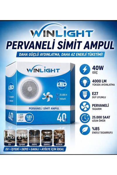 efmues Pervaneli simit ampul 40W tavan Vantilatörlü LED ampul