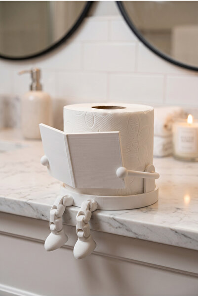 Decorative Toilet Paper Holder Bathroom Accessory with the Figure of a Man Reading a Book