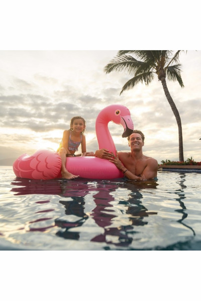 welcomein Intex Şişme Pembe Flamingo Deniz Yatağı | 147×140x94 cm Tutma Kulplu Dev Şamandıra