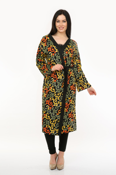 Pitti Kimono cu centură pentru femei, galben portocaliu și negru 60350