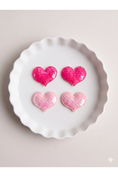 Jeevee Set of 4 Heart Sequin Sparkling Side Buckles for Children and Adults