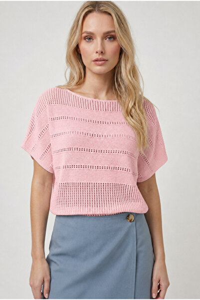 Neden Tekstil Openwork Textured Batwing Sleeve Bohemian Knitwear Blouse - Sum...