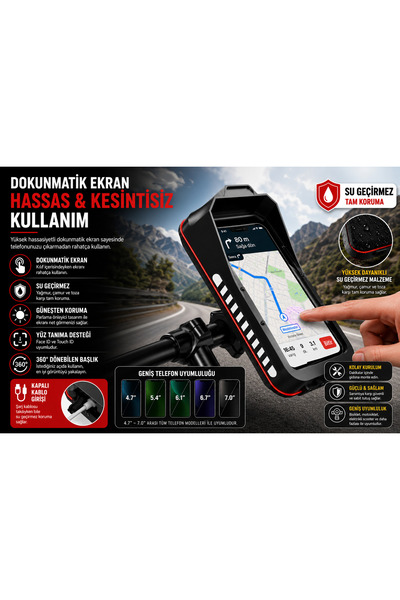 KENLY Bicycle & Motorcycle Waterproof Phone Holder Bag with Touch Screen 360 ...