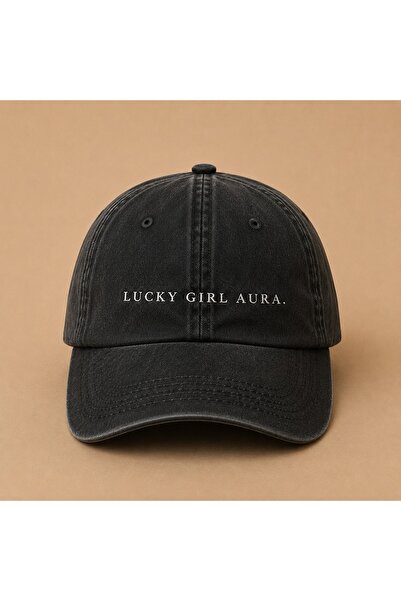 WeavedCo Lucky Girl Aura Embroidered Vintage Washed Cap Hat