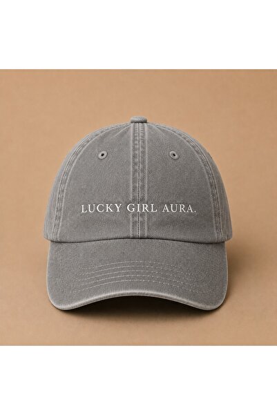 WeavedCo Lucky Girl Aura Embroidered Vintage Washed Cap Hat
