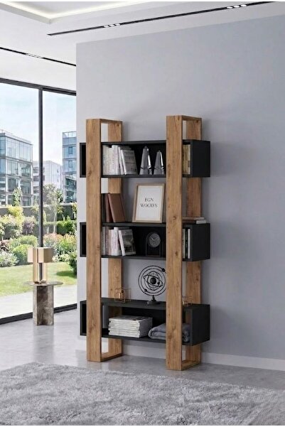 EGN WOODS Modern Dekoratif Kitaplık - 180x80 cm Kütüphane - Çok Renk Seçenekl...