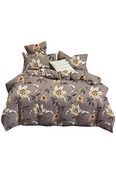 OEM Double bed linen, fine cotton, 6 pieces, white with pink and lilac floral...