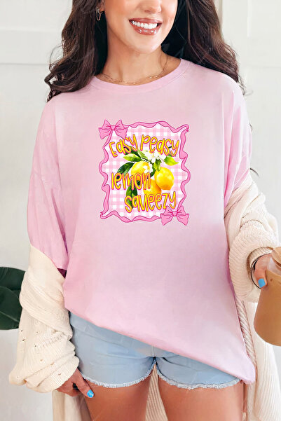 Sarah's Boutique Women's T-shirt – 100% cotton – Gingham Lemon