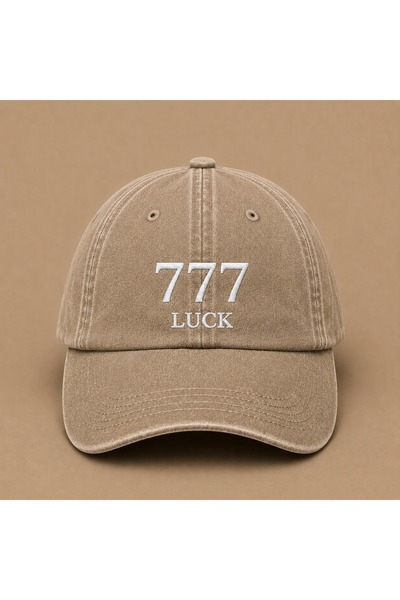 WeavedCo 777 Luck Angel Count Written Vintage Washed Hat