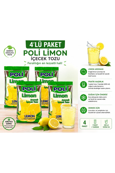 POLI Limon Aromalı Içecek Tozu 300 GR x 4 ADET