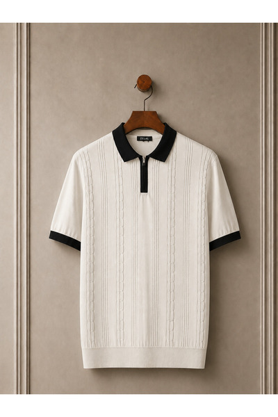 Vance Polo Collar Zippered Knitted Old Money Knitted First Quality Soft Short...