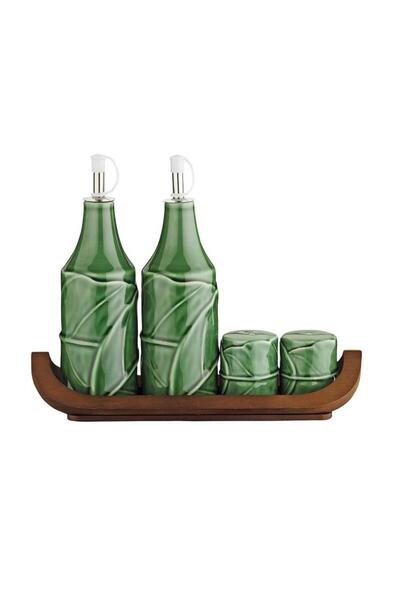 Lucky Art Lefora Porcelain 5 Piece Oil Pot Salt and Pepper Shaker Set Lyji 014