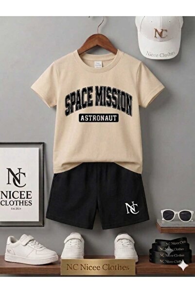 NC Nicee Clothes LETNJA DEČJA MAJICA I KRATKE HLAČE UNISEKS (CRNI ŠTAMP SA MI...