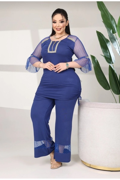 RAHAF TİCARET Women's Plus Size Polka Dot Tulle Detailed Flexible Comfortable...