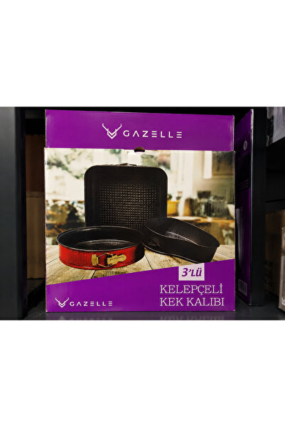 Gazelle 3LÜ KELEPÇELİ KEK KALIBI 3 FARKLI ŞEKİLDE YAPIŞMAZ TABAN