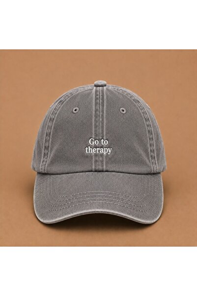 WeavedCo Go to Therapy Embroidered Vintage Washed Cap Hat