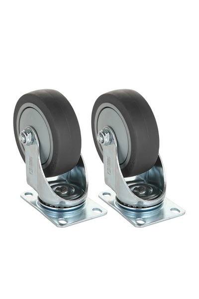 Lawazim BMB 2-Piece 3inch TPR Swivel Caster Wheels with Plate, 200kg Total Ca...