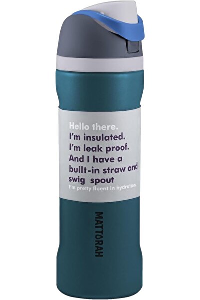 Mattarah Insulated stainless steel water bottle with straw and swivel spout f...