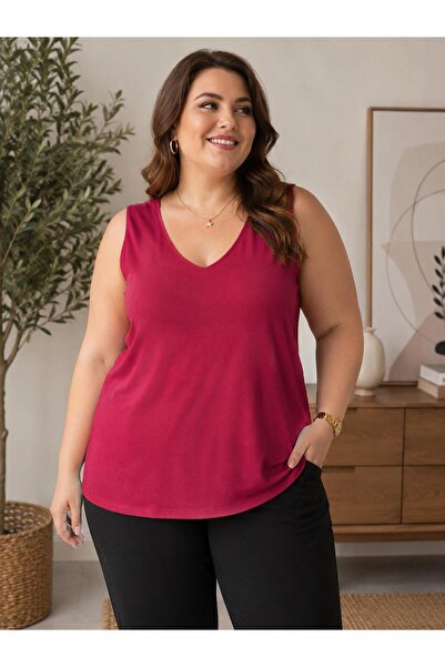 Gülmina Moda Plus Size Front Back V-Neck Jumpsuit Athlete Relaxed Fit Women's...