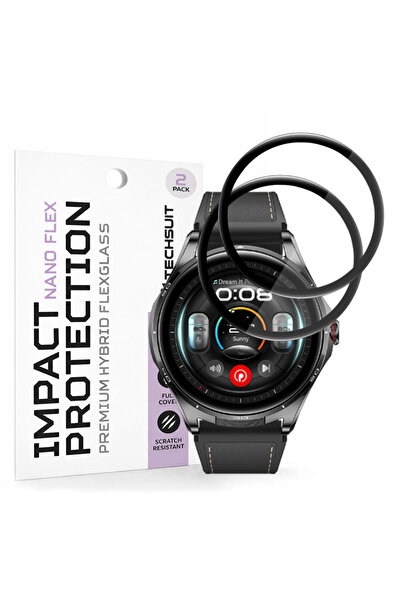 Techsuit Nano Flex (pachet de 2) - Huawei Watch Buds 2 - Negru, acoperire pre...