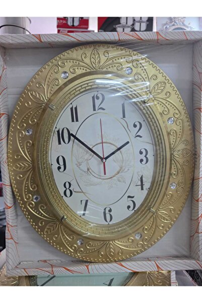 BEREL OVAL SARI RENK TAŞLI DUVAR SAATİ
