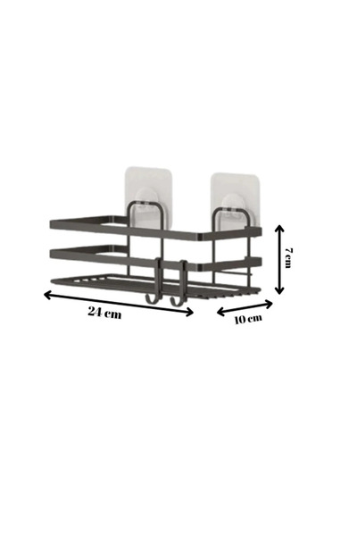 Magic Objects Stainless Steel Double Adhesive Bathroom Organizer Shower Shelf, Premium Matte Black Shampoo Holder Organizer