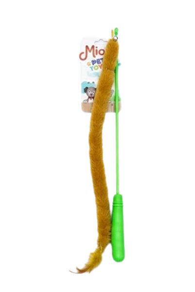 WOWMOMKIDS Plush fluffy cat fishing rod toy green