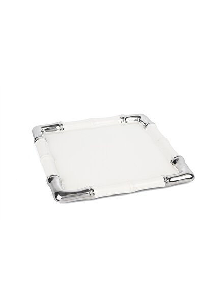 Mikasa Moor White Silver Square Serving Plate 30cm