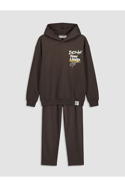 LC Waikiki Lcw Kids Brown Printed Boys' Tracksuit Set