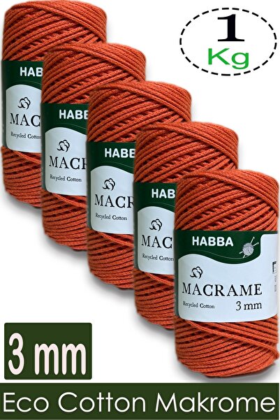 habba respect 1 Kilo Habba Cotton Macrame 3 mm - (Pack of 5) - 208