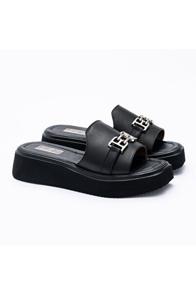 VAGAM Women's Clogs Made of Genuine Leather , Black