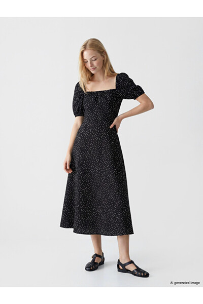 LC Waikiki Sparkling Choices Polka Dot Balloon Sleeves Waist-Sitting Dress fr...