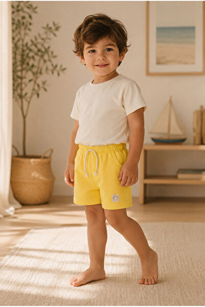 ZUMI BABY KIDS Pantaloni scurți galbeni unisex cu buline pentru copii Pantalo...