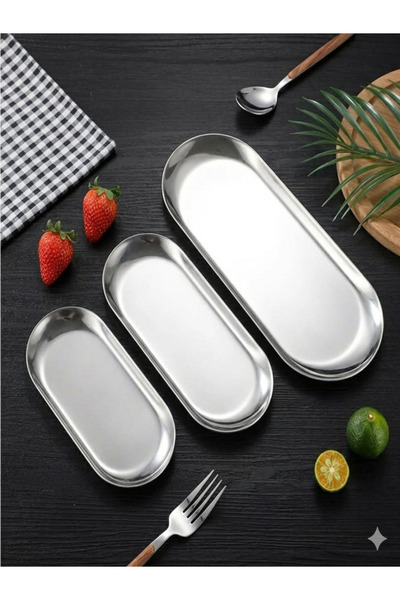 Mony moon Stainless Steel Oval Serving Dishes Set of 3 - Luxury Decorative Se...
