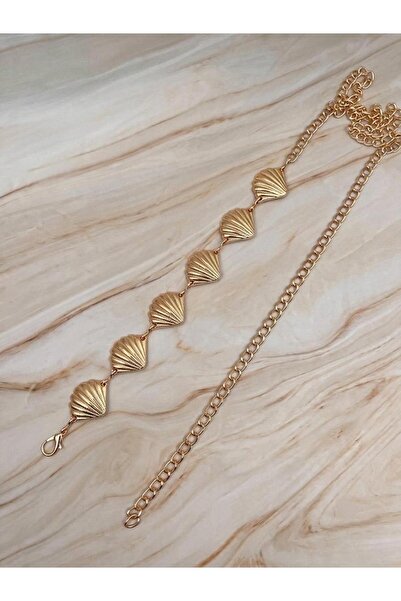 Mynoa Midye Figürlü Zincir Kemer,Bel Kemeri,Kadın Kemeri.