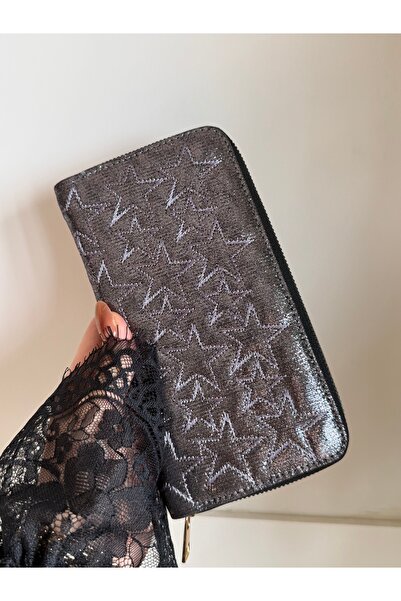 lalettobags Women's Star Stitched Large Size Shiny Wallet