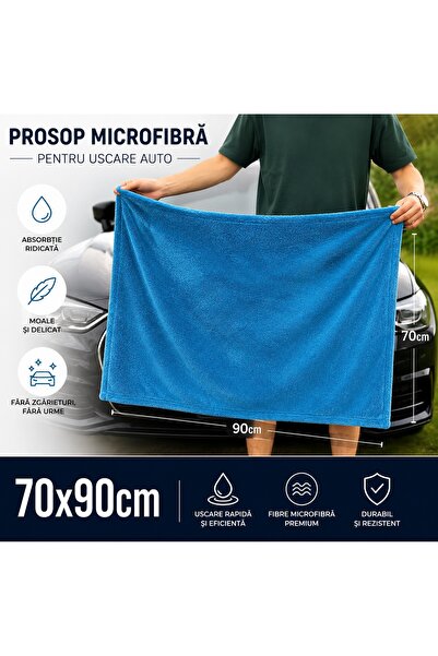 iSalon Microfiber Car Towel for Quick Drying 70x90 cm, Ultra Absorbent, Lint-...