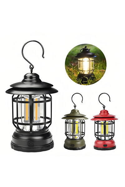 YESMAX Portable Retro Lantern Lamp with Hook for Tent Vintage Camping Light O...