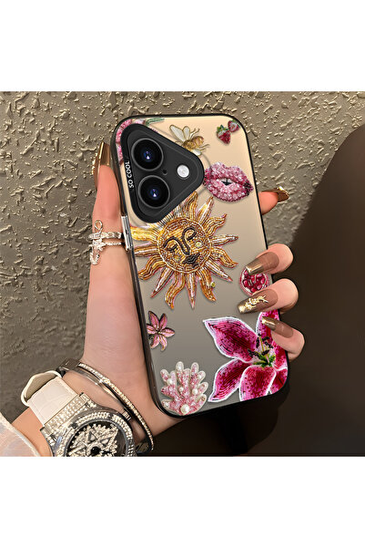 PATTERNOVA iPhone 16 Plus Uyumlu Yüksek Kalite Retro Güneş Ay Desenli Kılıf