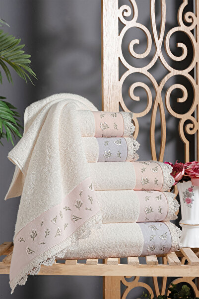 ARLIVA 50x85 Meyra Dantelli Bukle Nakışlı Dantelli Elyüz Havlusu