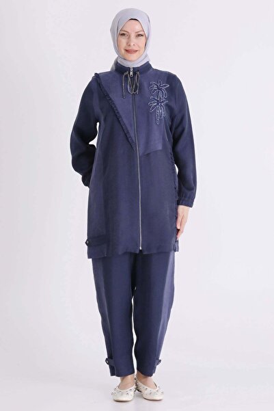 ottoman wear Büyük Beden Tesettür Pantolonlu Takım Lacivert OTW35154