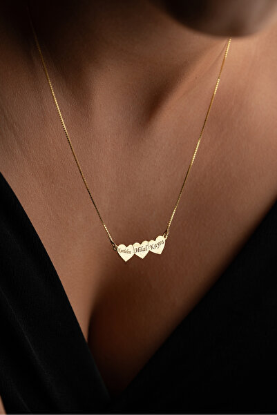 beonejewelry 925 Ayar Gümüş Kişiye Özel İsim Yazılı Kalpli Kolye
