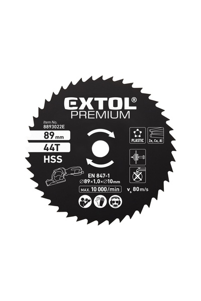 Extol Premium Disc circular HSS, EXTOL PREMIUM, 8893022E, 89mm, 44T